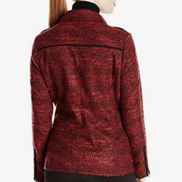 Lucky Brand | Slouchy Long Moto Jacket Women's Size S Red Full Zip Long Sleeve - Picture 2 of 12